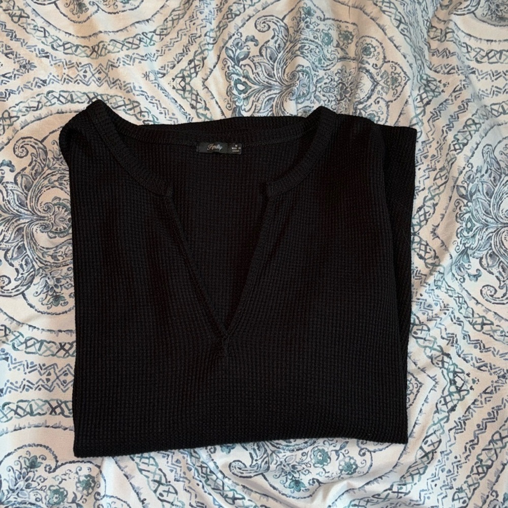 Waffle V neck